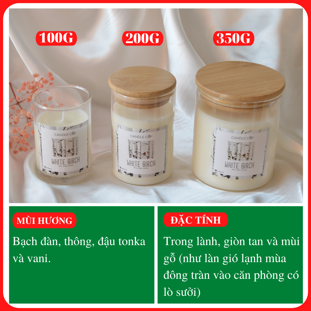 Nến thơm AGAYA (Candle Cup) mùi White Birch - Nến thơm tinh dầu thiên nhiên mùi tươi mát ấm áp - Top 3 best sell