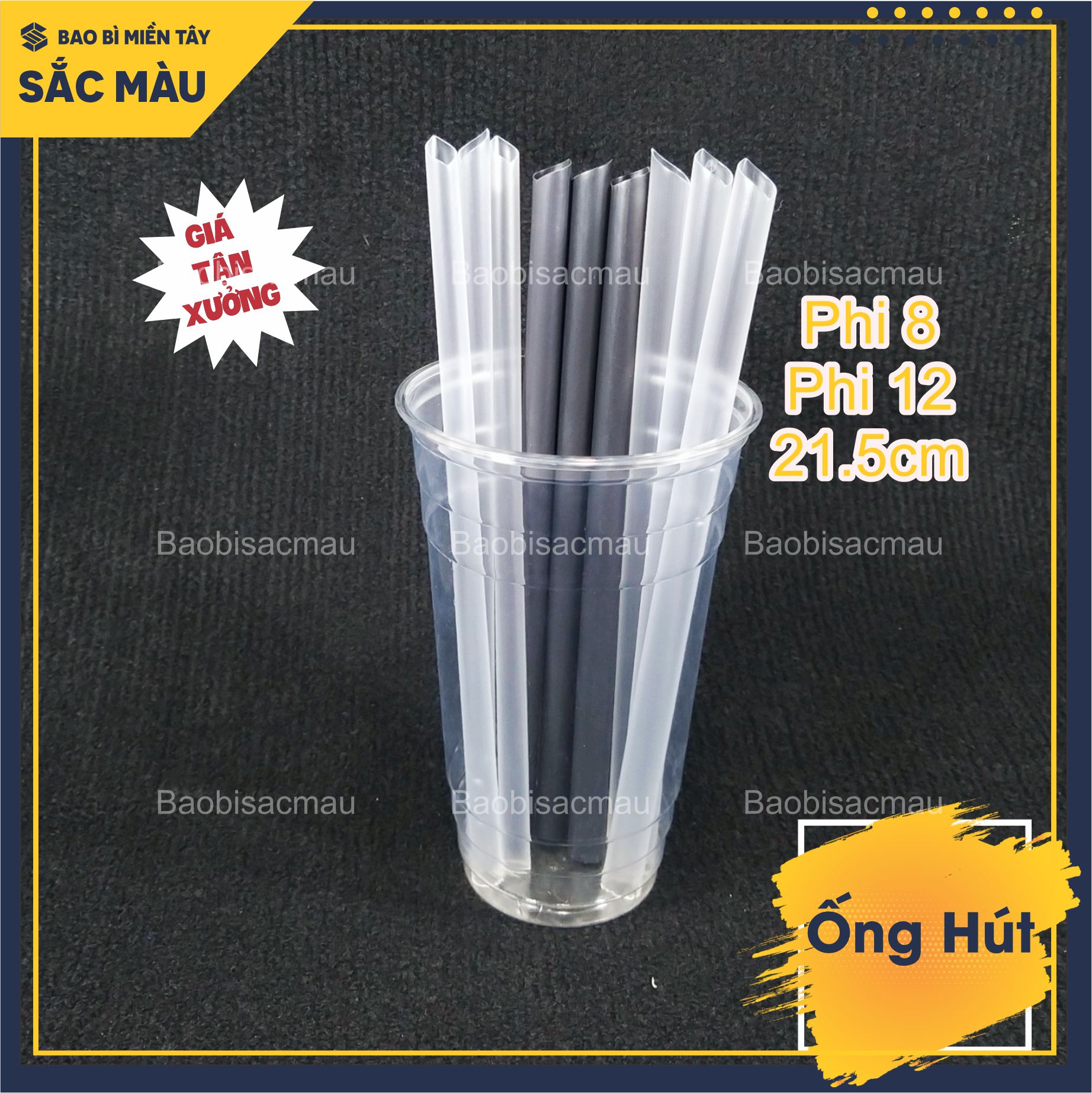 500G Ống hút trà sữa, ống hút cà phê, sinh tố có đầu nhọn 21.5CM