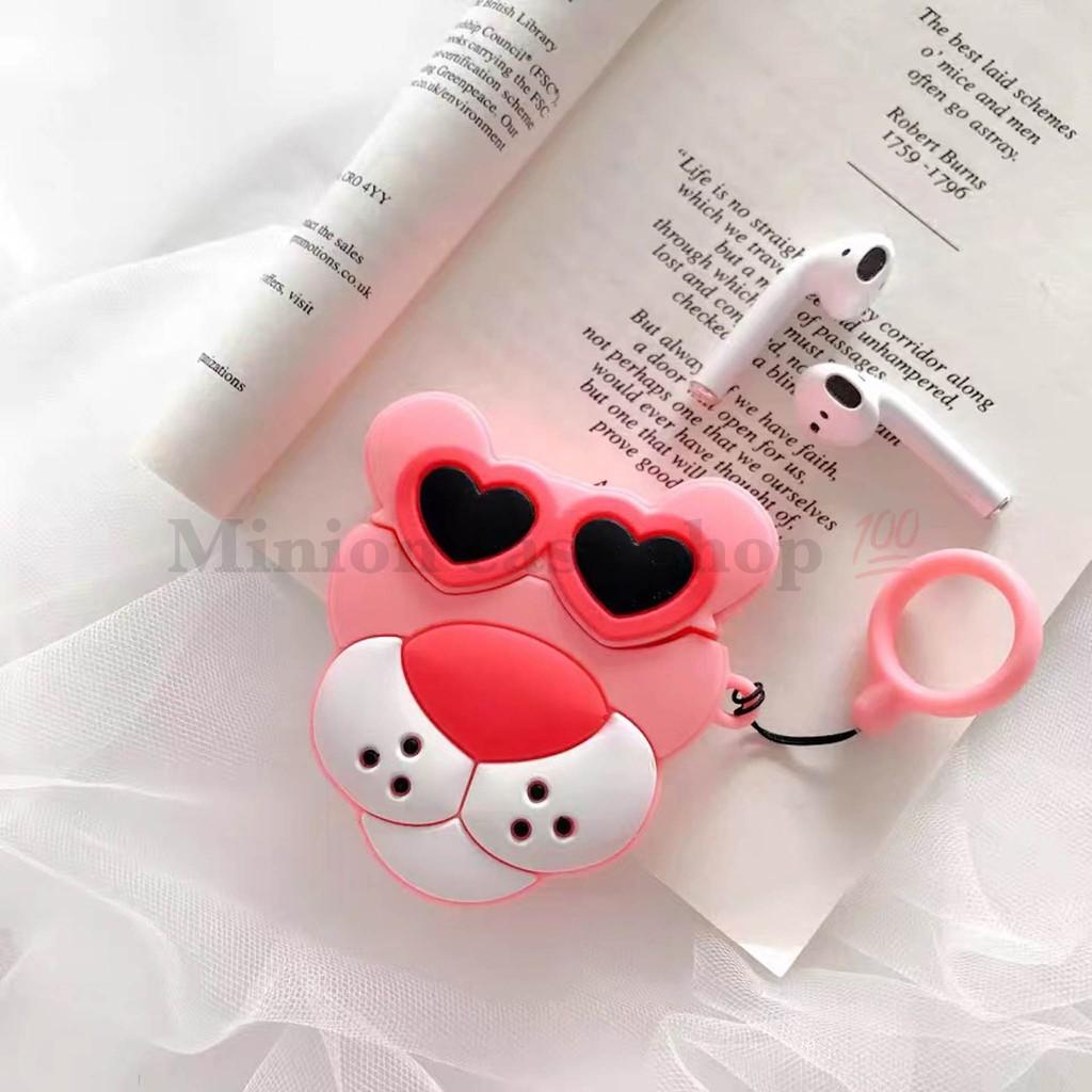 Hình ảnh Bao Case Ốp dành cho airpod 1 và 2, tai nghe bluetooth i11,i12, i100, i9s... silicon 3D Pink Panther cao cấp