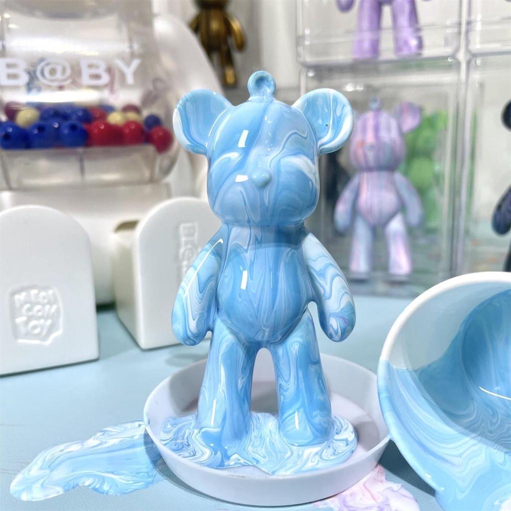 Set DIY đổ màu Acrylic pouring gấu bạo lực Bearbrick tự làm móc chìa khóa thủ công handmade quà tặng cho người yêu