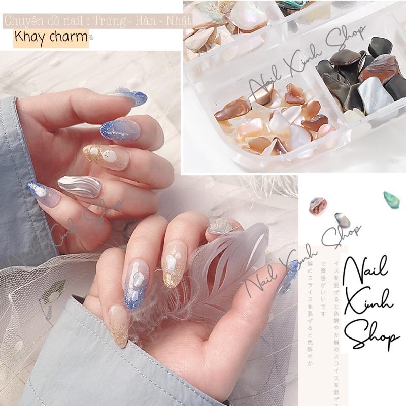 Khay charm sỏi , xà cừ , trang trí móng chuyên dùng làm nail