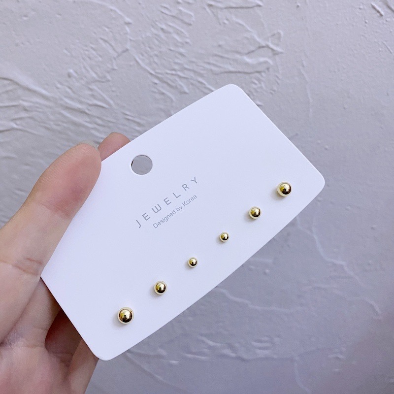 Set 3 đôi khuyên tai tròn nhỏ đơn giản