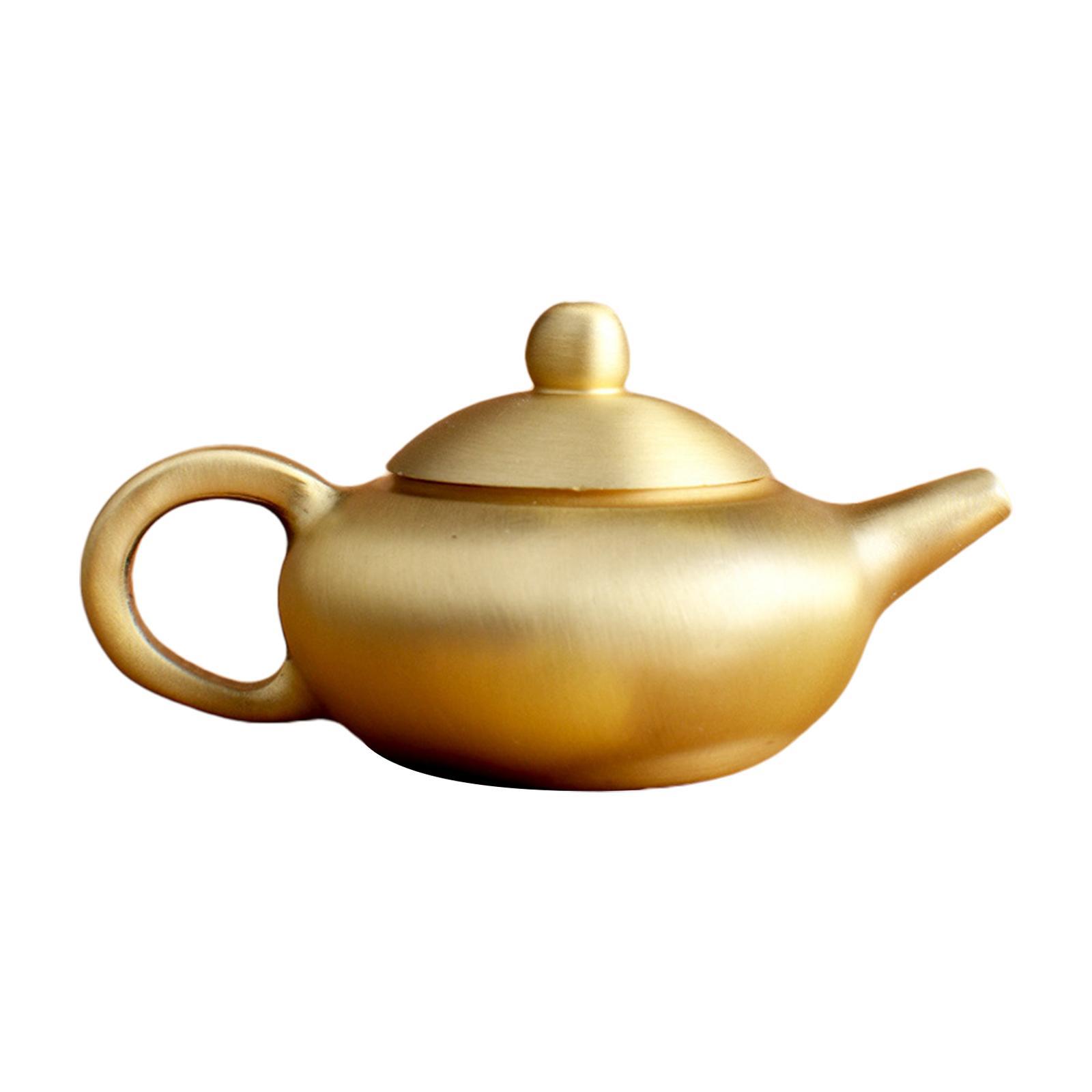 Brass Teapot Figurines Crafts Copper Kettle for Furniture Table Office