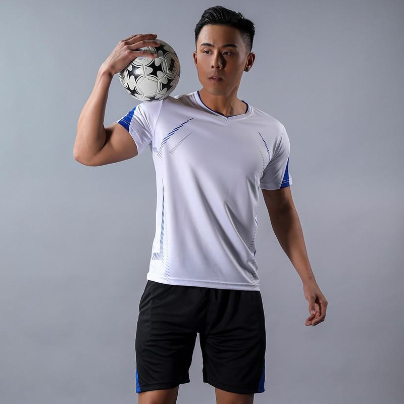 Bộ đồ thể thao bóng đá nam thể thao áo thun ngắn tay quần áo nam nhanh khô chạy quần áo thể thao giản dị rộng rãi