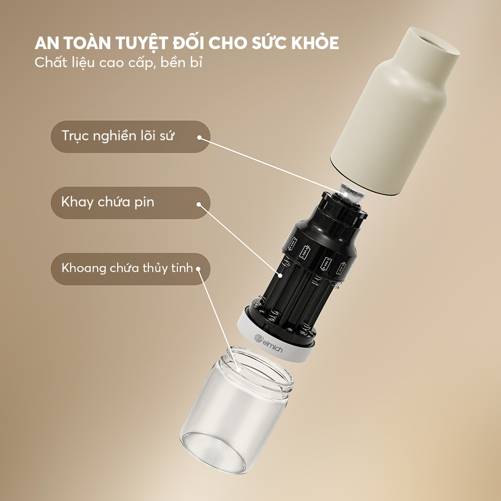 Lọ Xay Tiêu Chạy Pin Elmich PME9310, Hàng Chính Hãng, Tùy Chỉnh Độ Mịn - JoyMall