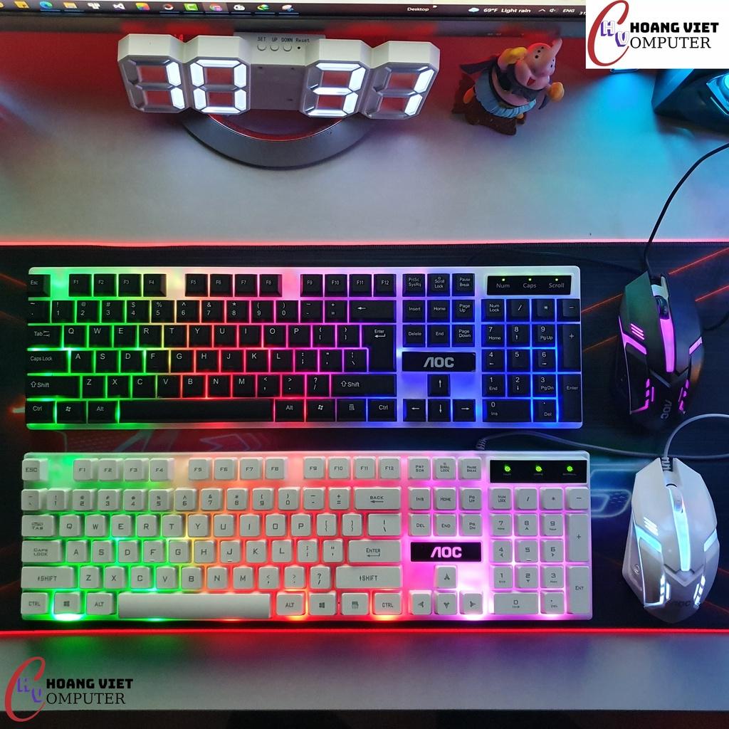 Bộ Bàn Phím Chuột Gaming AOC KM100, Keyboard Bàn Phím Chuột Chuyên Game Đèn LED 7 Màu, Hàng Chính Hãng AOC