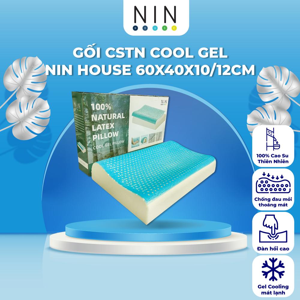[ĐA CÔNG NĂNG] Gối cao su thiên nhiên Cool Gel NIN House 60x40x10/12cm chống đau mỏi cổ vai gáy, làm mát, công thái học