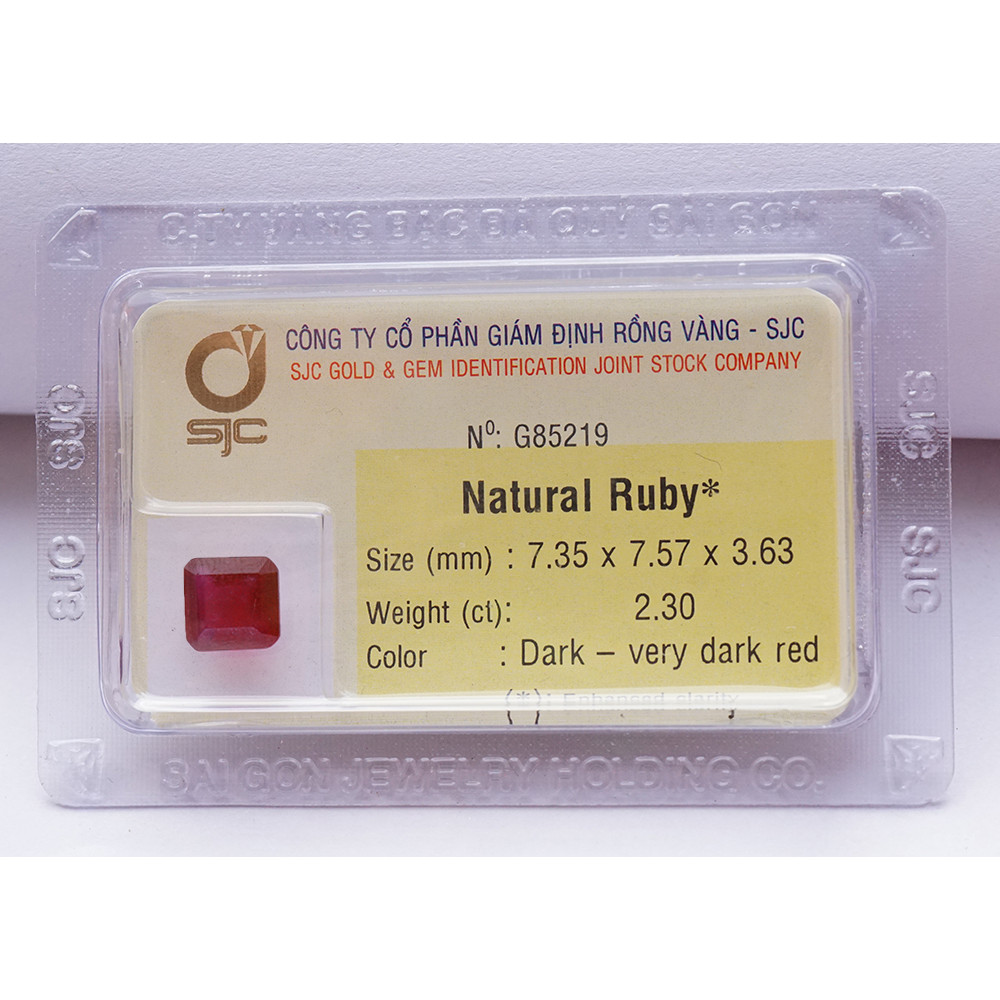 Mặt Đá Quý Ruby Tự Nhiên Mài Giác Vuông Kiểm Định