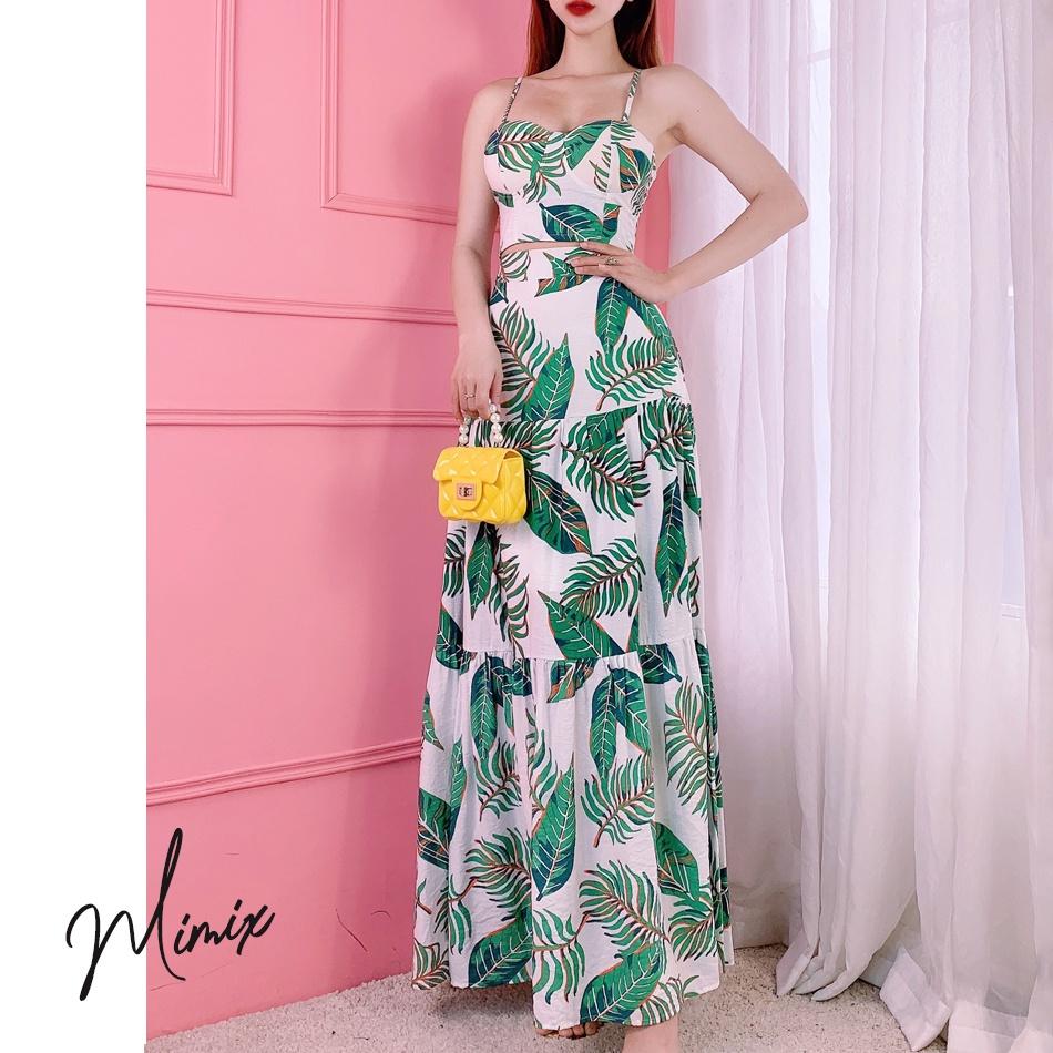 Set áo croptop hai dây cúp ngực có mút kèm chân váy hoa MIMIX BX2220