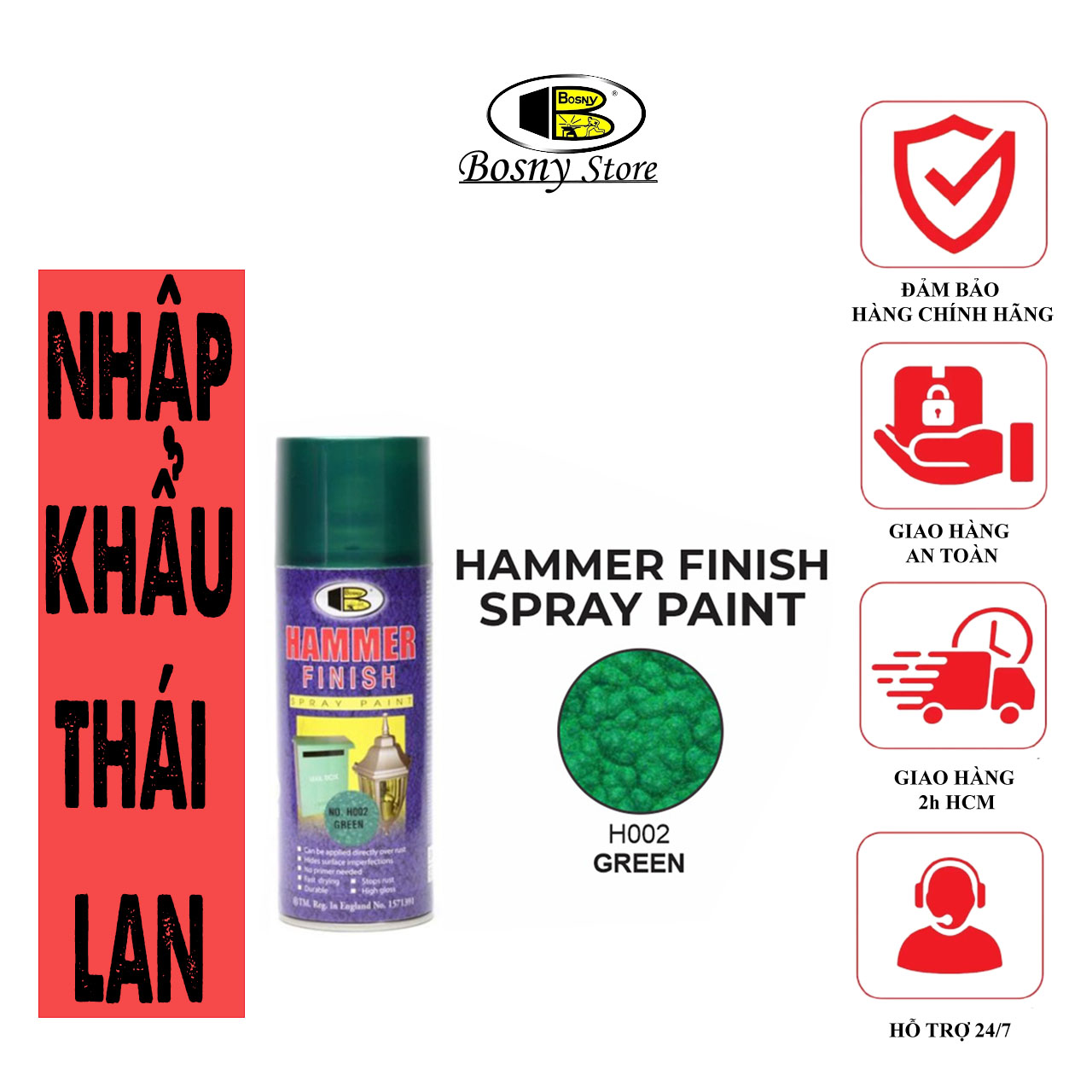 Sơn xịt hoa vân Bosny Finish Spray Paint - Bảo vệ bề mặt tối ưu với hiệu ứng hoa văn bề mặt độc đáo