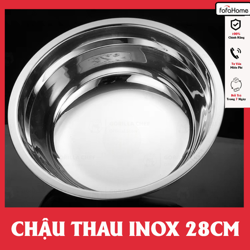 Thau Inox Trơn Kiểu Hàn Quốc 28cm Chậu Inox Thiết Kế Đơn Giản, Sang Trọng Dày Dặn Đẹp