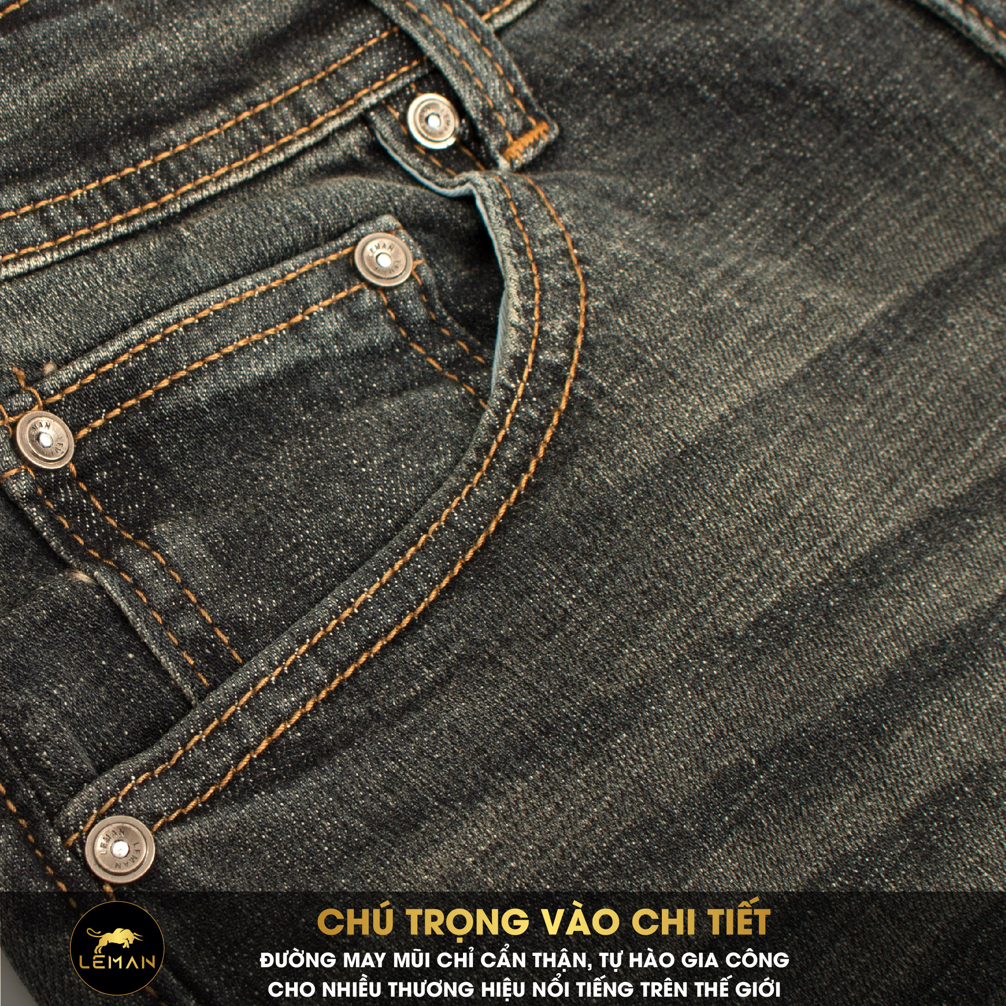 Quần Jean nam Leman xanh wash bụi JD11 - Slim Form