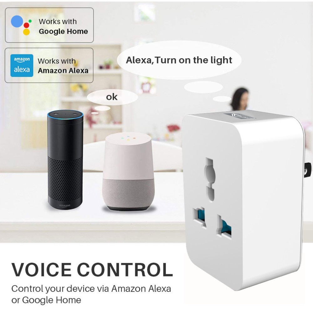 Ổ cắm thông minh WIFI 15A Tuya đo công suất HM-WS022