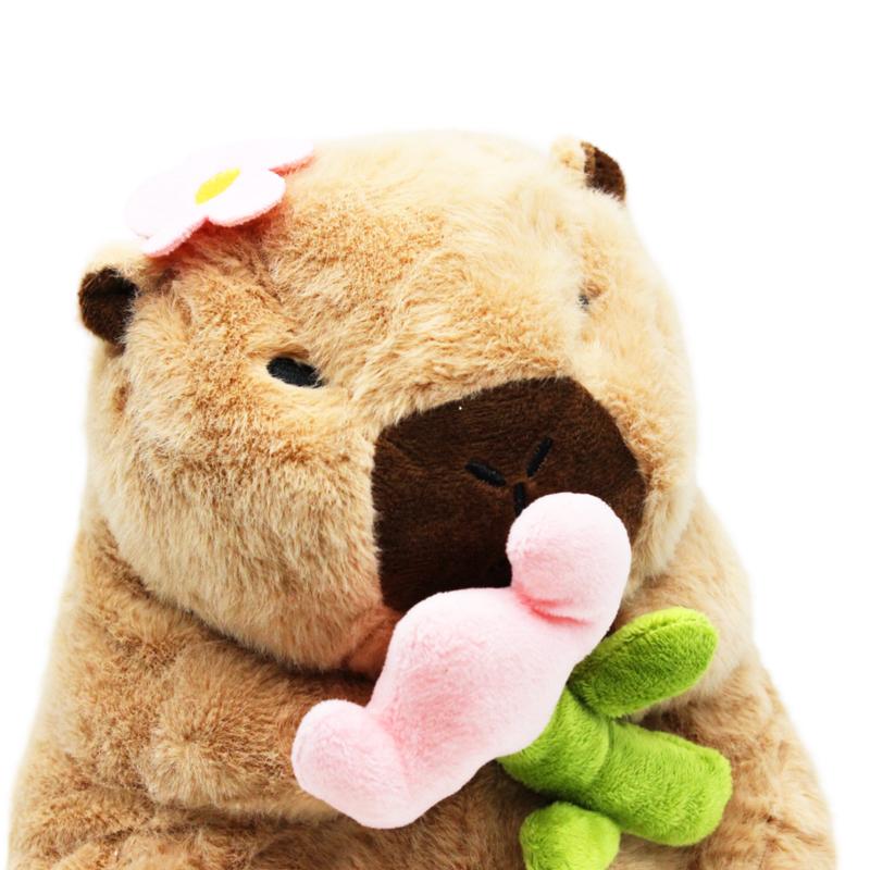 Thú Bông Capybara Ôm Hoa 25 cm - Nuan Nuan SLKPLH30