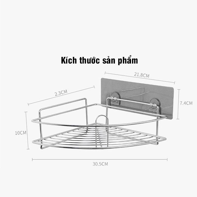 Kệ góc dán tường 304 siêu dính DẠNG NAN INOX - Tặng kèm miếng dán - kệ góc phòng tắm NT09