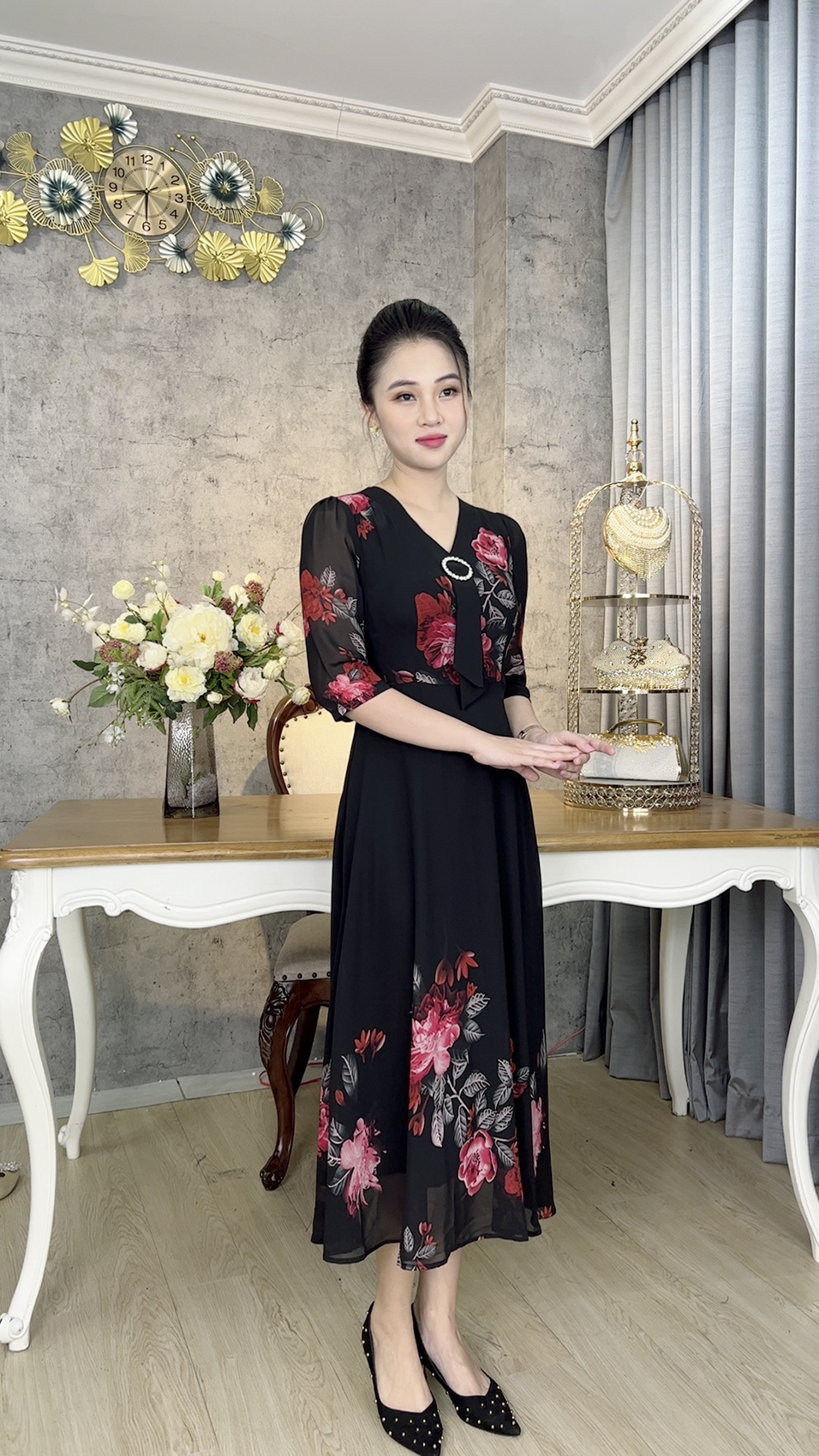 Đầm Trung Niên [ Linh Trà ] (TM 1143) Trẻ Trung Thiết Kế Trang Nhã Thanh Lịch Bigsize Đi Làm Đi Tiệc Cho Bà Cho Mẹ U50