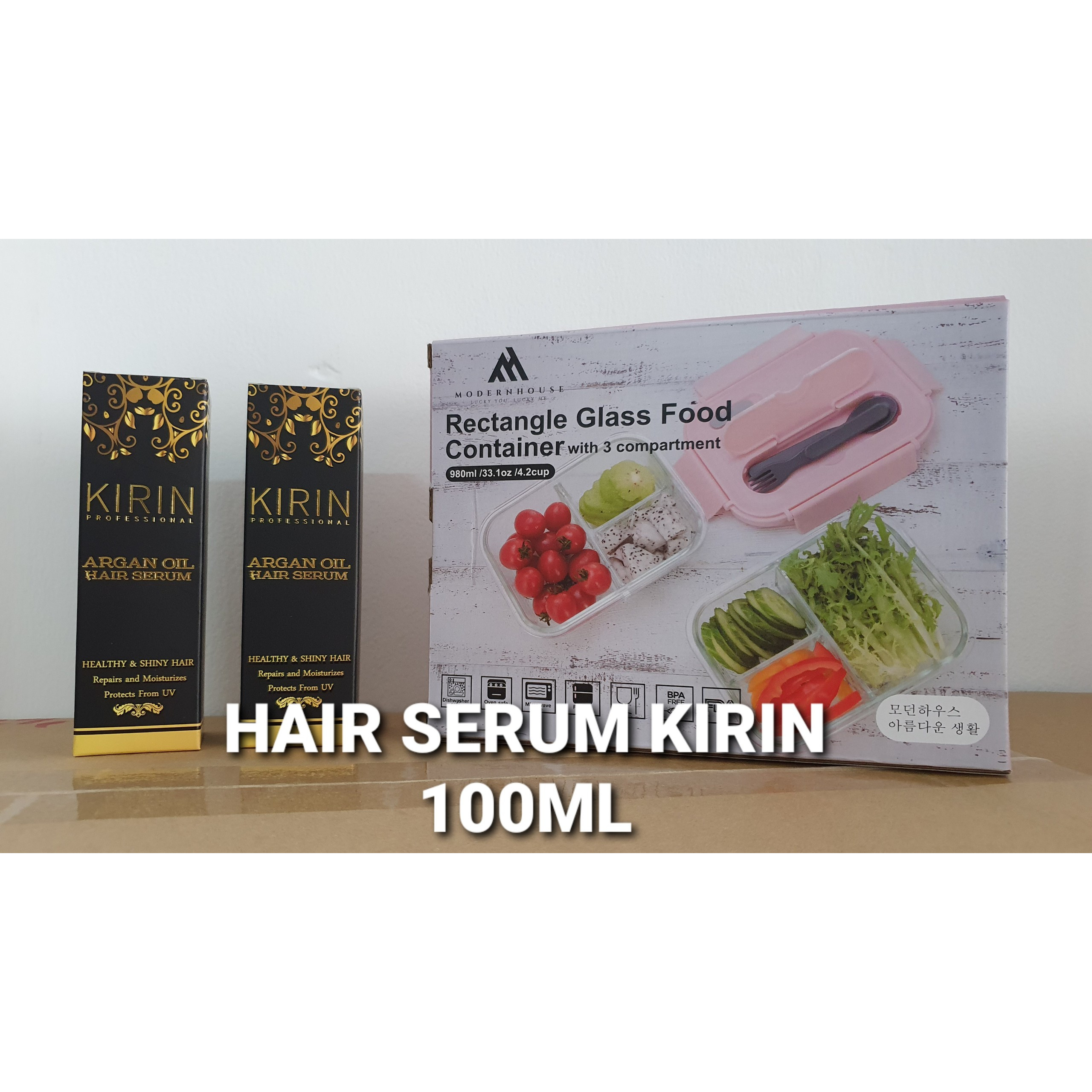 COMBO 2 TINH DẦU ARGAN KIRIN 100ML (HAIR SERUM) + 1 HỘP THỦY TINH CAO CẤP