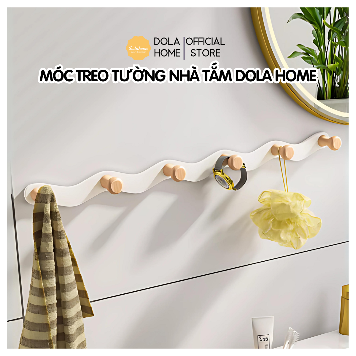 Móc treo decor phòng tắm Dola Home giá treo khăn nhà tắm, móc treo quần áo kim loại sơn tĩnh điện