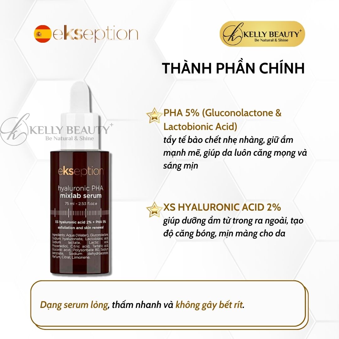 Tinh Chất Căng Mịn Da ekseption Hyaluronic PHA Serum | Kelly Beauty