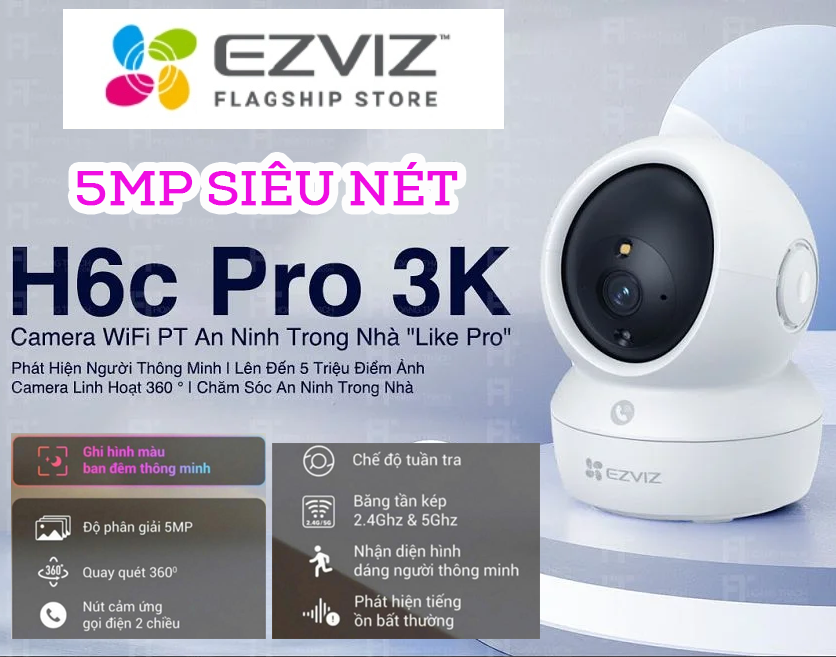Camera Ezviz H6C Pro 2K 4mp, Nút Call Gọi Điện-hàng chính hãng