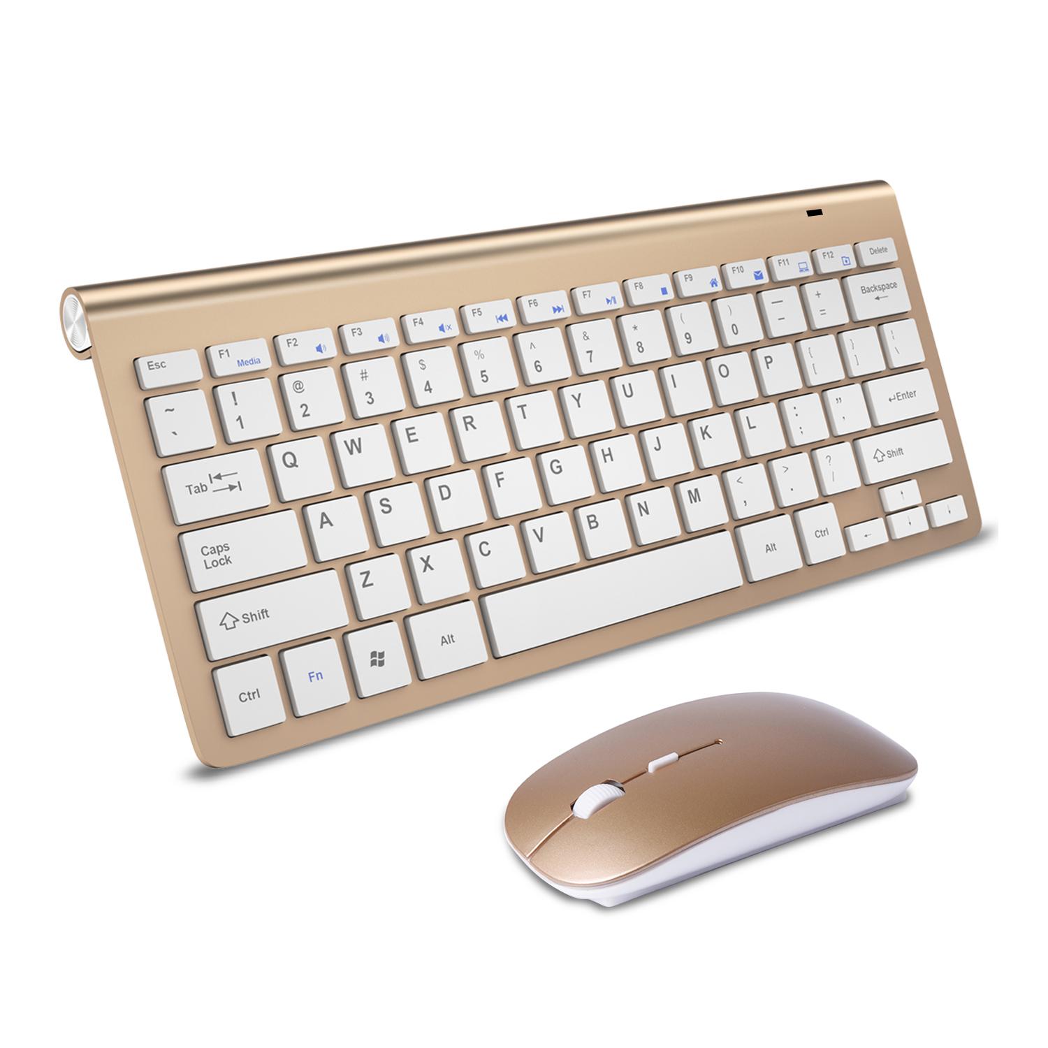 Bàn Phím Không Dây Mini USB Bàn Phím Chuột Combo Dành Cho Máy Tính Laptop Tivi Máy Tính Cao Su Keycaps Công Thái Noiseless Bàn Phím
