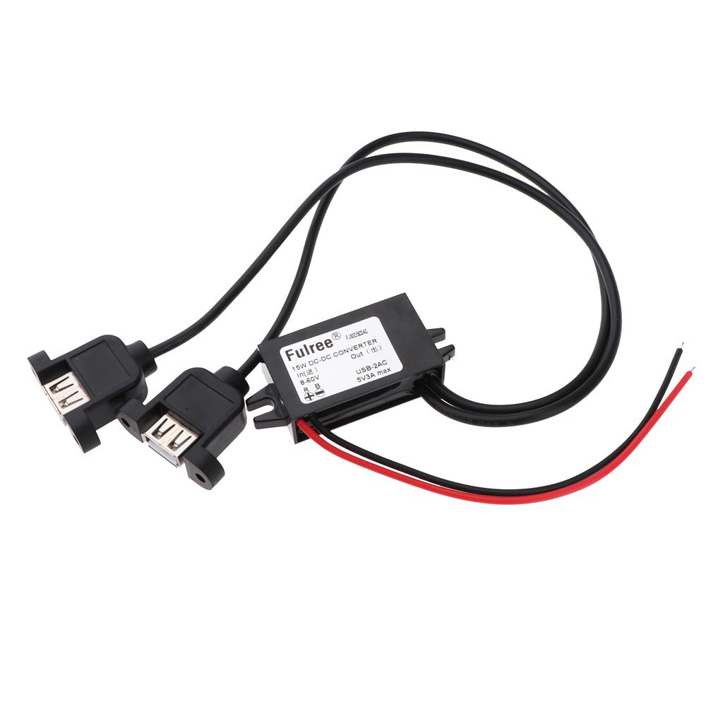 8-60V to 5V Dual USB DC-DC Car Power  Adapter Voltage Transformer