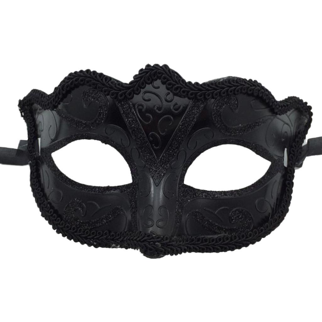 10 Pieces Women Mens Masquerade Ball Mask Venetian Party Eye Mask Black