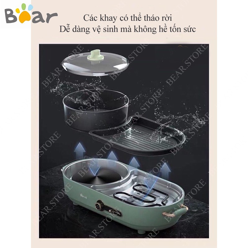 Bếp lẩu nướng đa năng, bếp lẩu điện có thể tháo rời BEAR DKL-C15L1