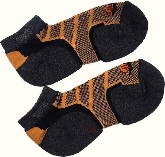 Combo 02 Đôi Vớ Thể Thao Cao Cấp Cổ Ngắn Gigo's - Xám Phối Vàng Cam