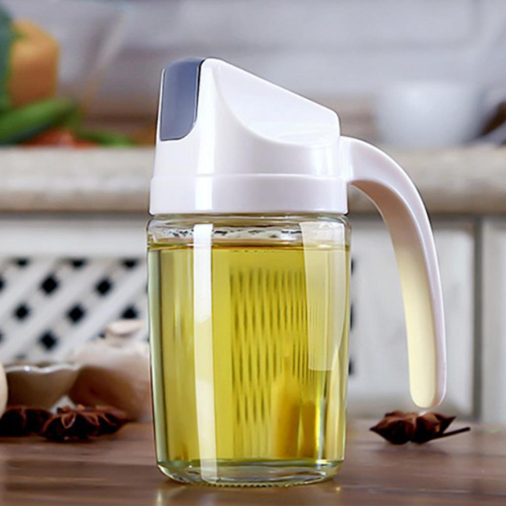 2X Glass Oil Bottle Vinegar Olive Spice Dispenser Leak-Proof Kitchen Tool,600ml