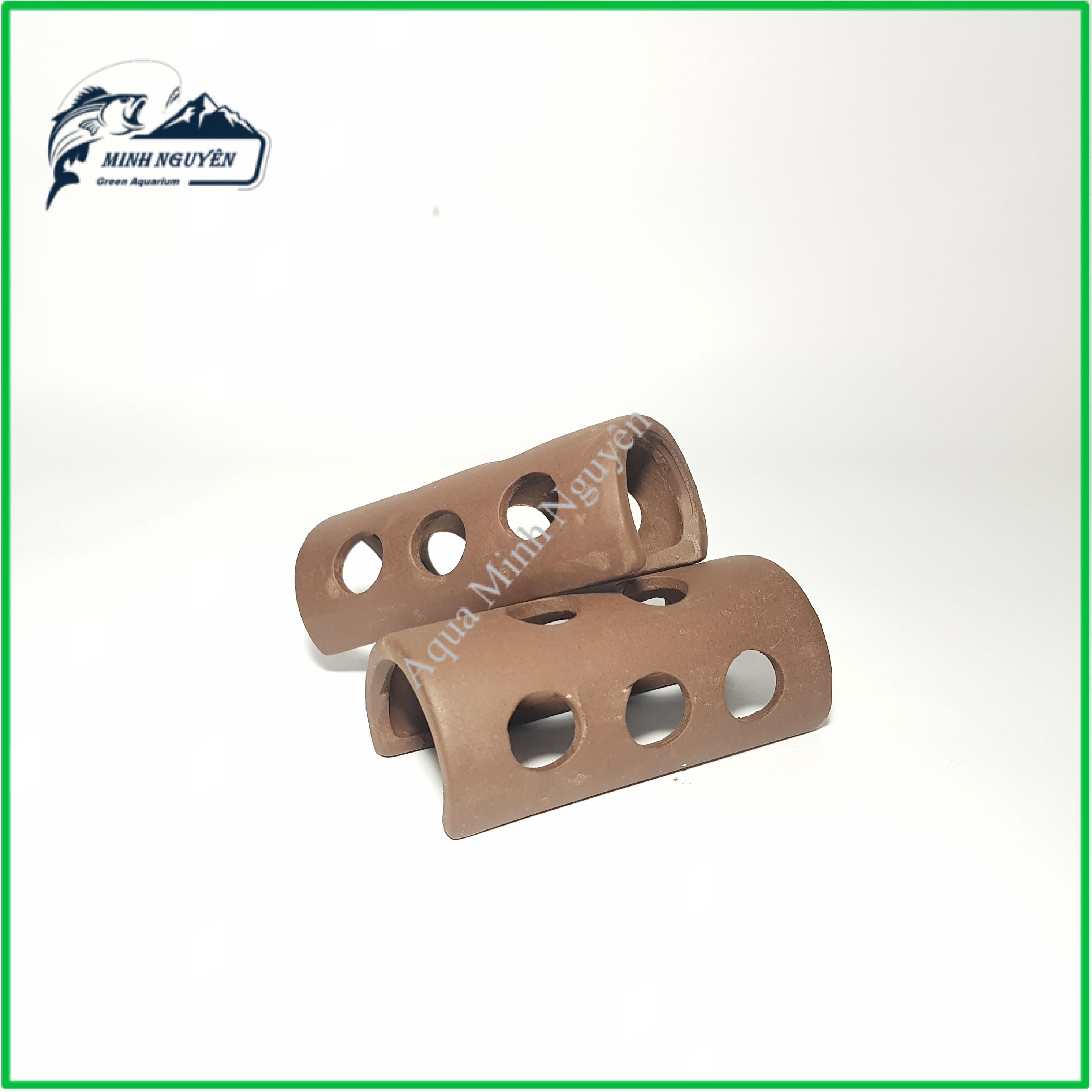 Hang Tép Nửa Ống Trụ Lỗ - Đồ chơi tép Hang Tép bằng gốm trang trí bể tép cảnh cá cảnh thủy sinh cao cấp