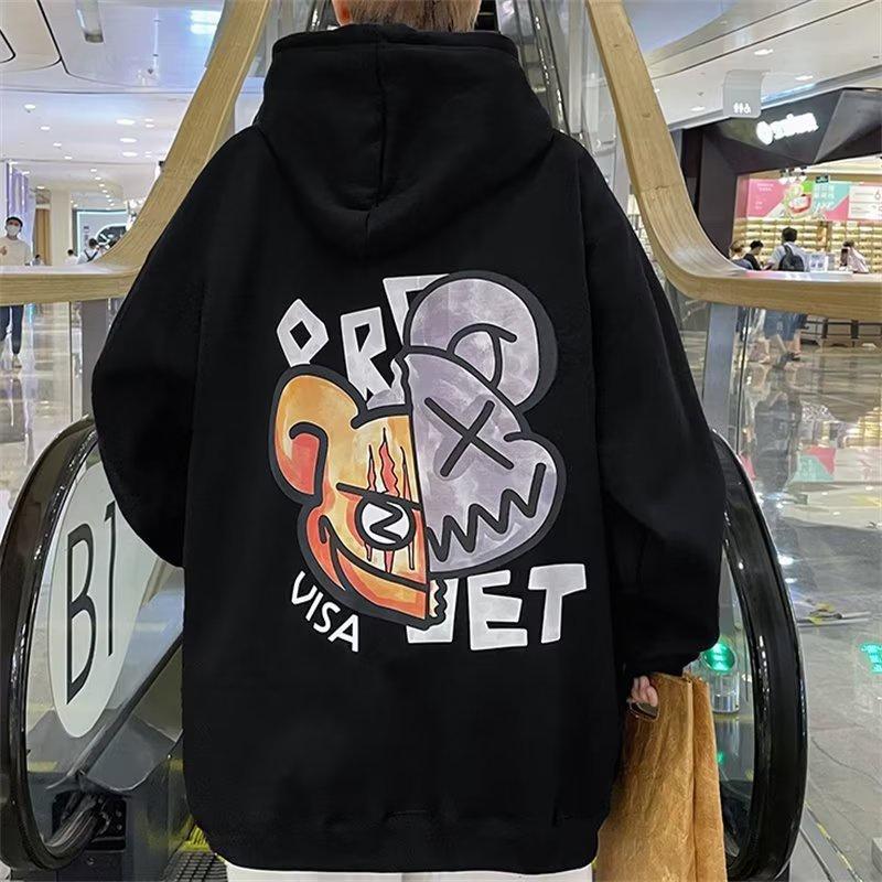 Áo Khoác Hoodie Lót Nhung Tay Dài Dáng Rộng In Chữ Phong Cách Mỹ Thời Trang Thu Đông Cho Cặp Đôi Cỡ M-8XL