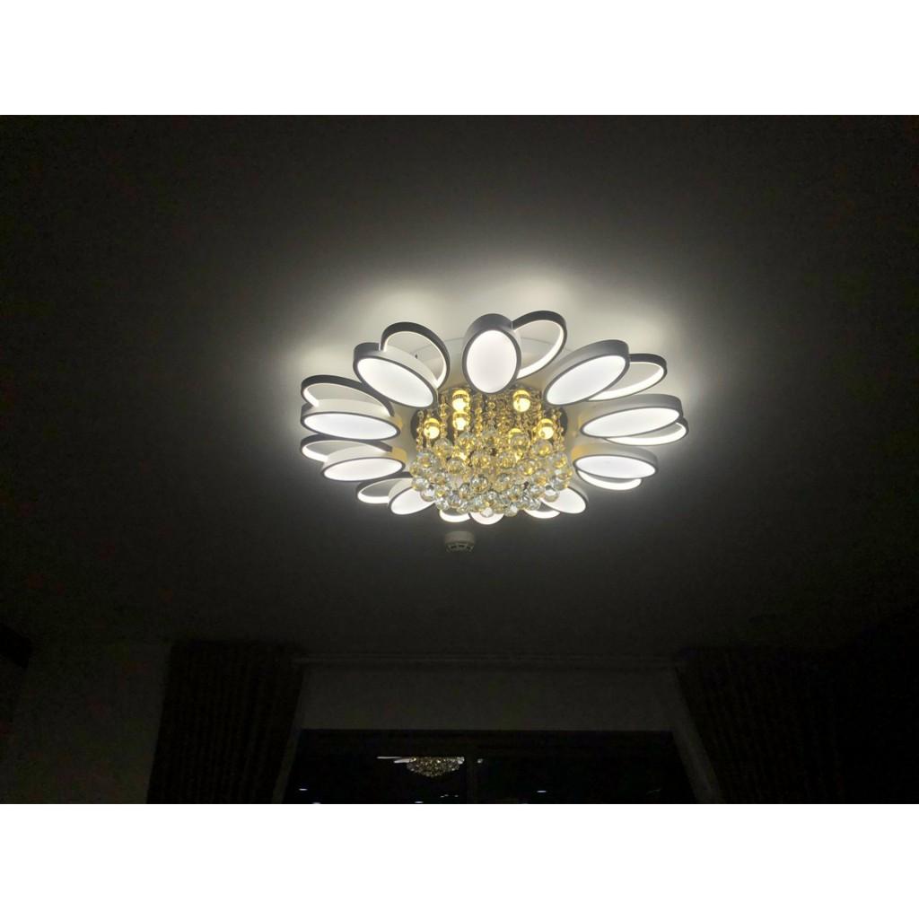 ĐÈN ỐP TRẦN trang trí, đèn LED phòng khách 6 cánh 3 chế độ sáng kèm điều khiển từ xa