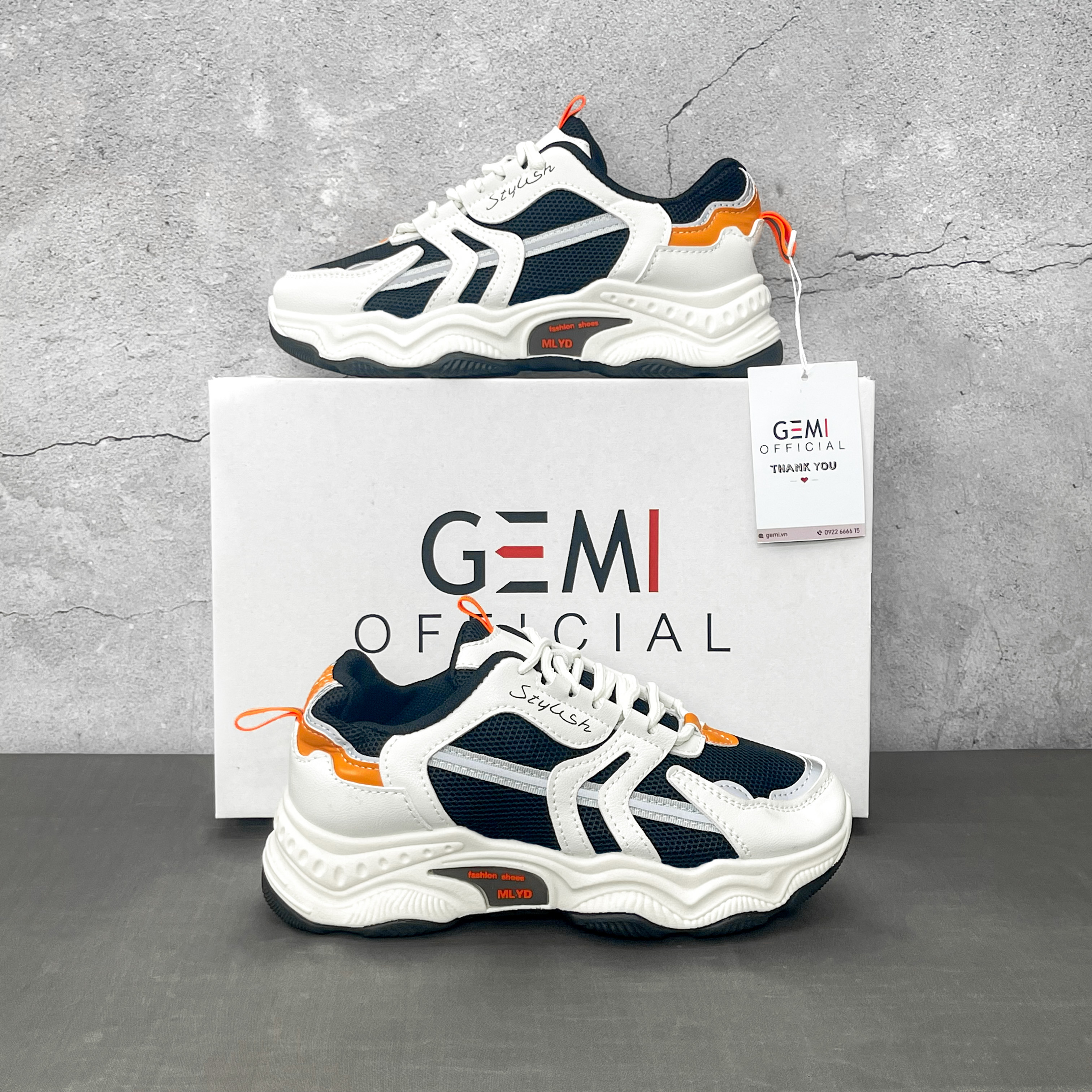 Giày thể thao nữ GEMI - giày ullzzang màu Đen- Trắng, kiểu dáng trẻ trung, thời trang - M7285