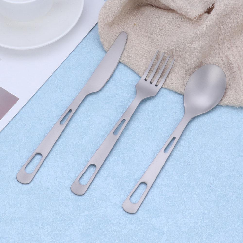 Bộ dao muỗng nĩa titan di động dành cho đi cắm trại, du lịch