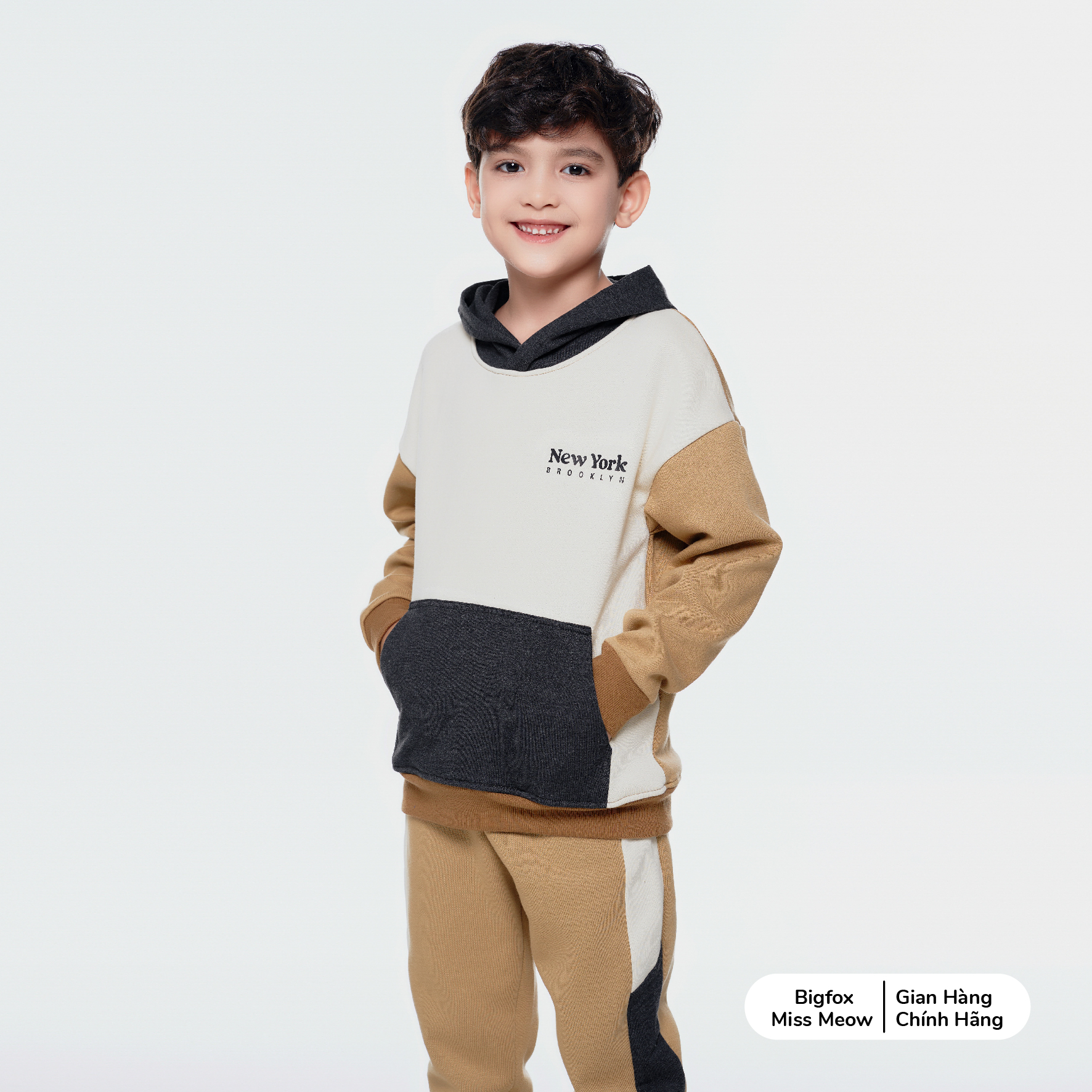 Bộ thu đông bé trai size đại BIGFOX MISS MEOW dài tay có mũ, vải nỉ bông ấm áp cho trẻ em cỡ 3,9,11 tuổi 20k 40kg 1992