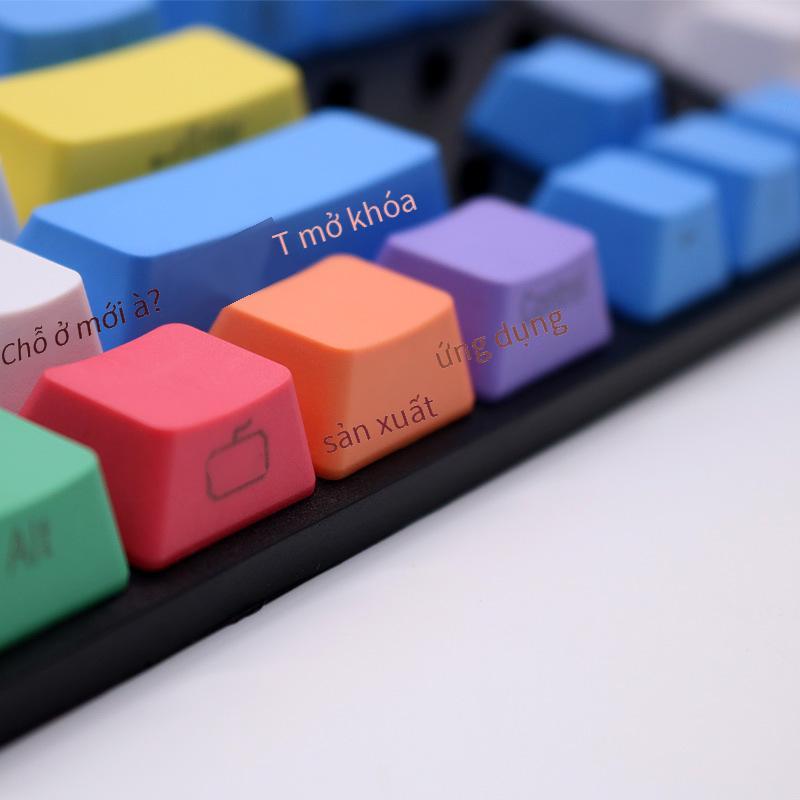 Khuyến mại bàn phím cơ keycap 87/104/108 phím bộ phấn PBT màu sắc cá tính keycap được khắc bên hông không khắc