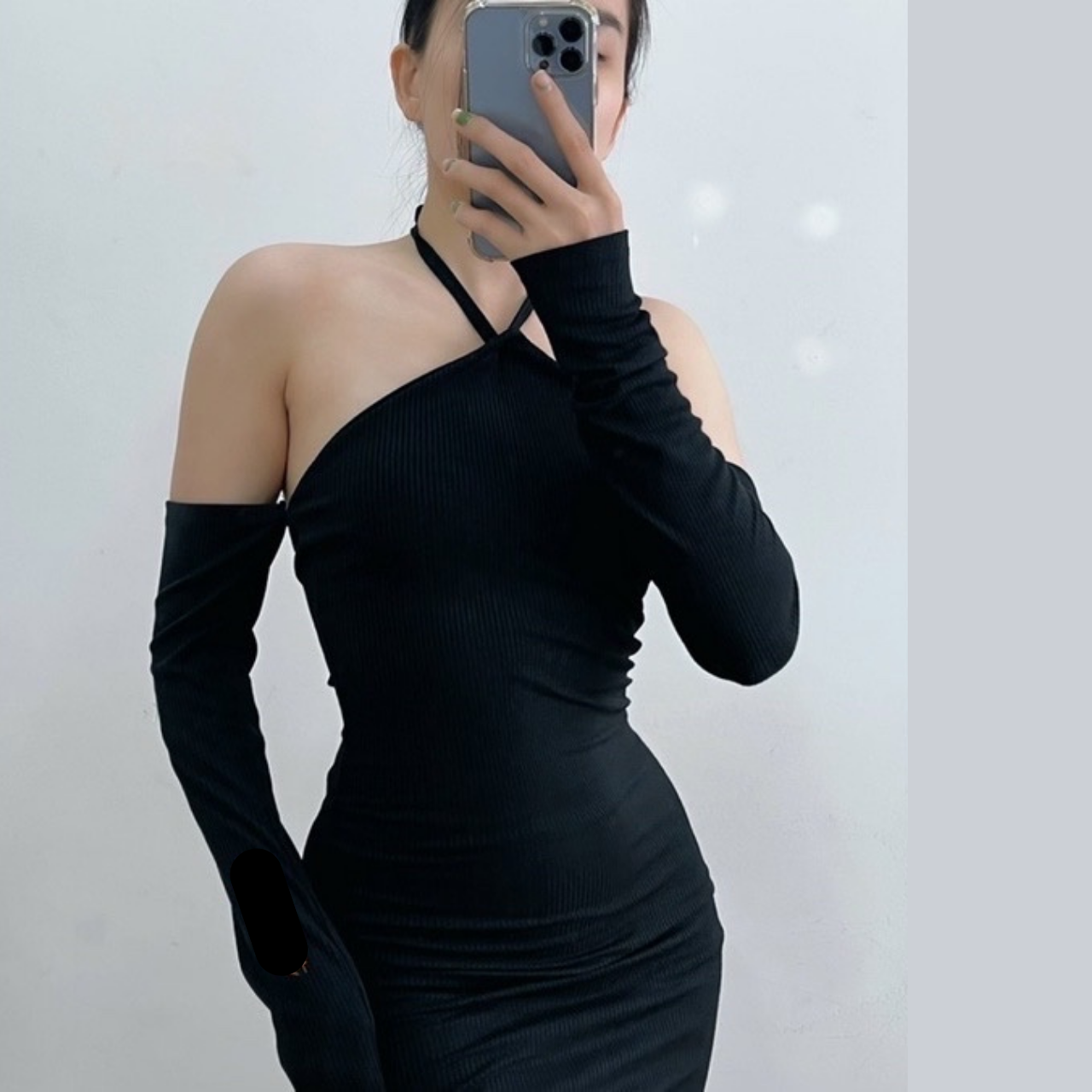 Đầm Body Cổ Yếm Buộc Dây Chất Thun Gân Freesize
