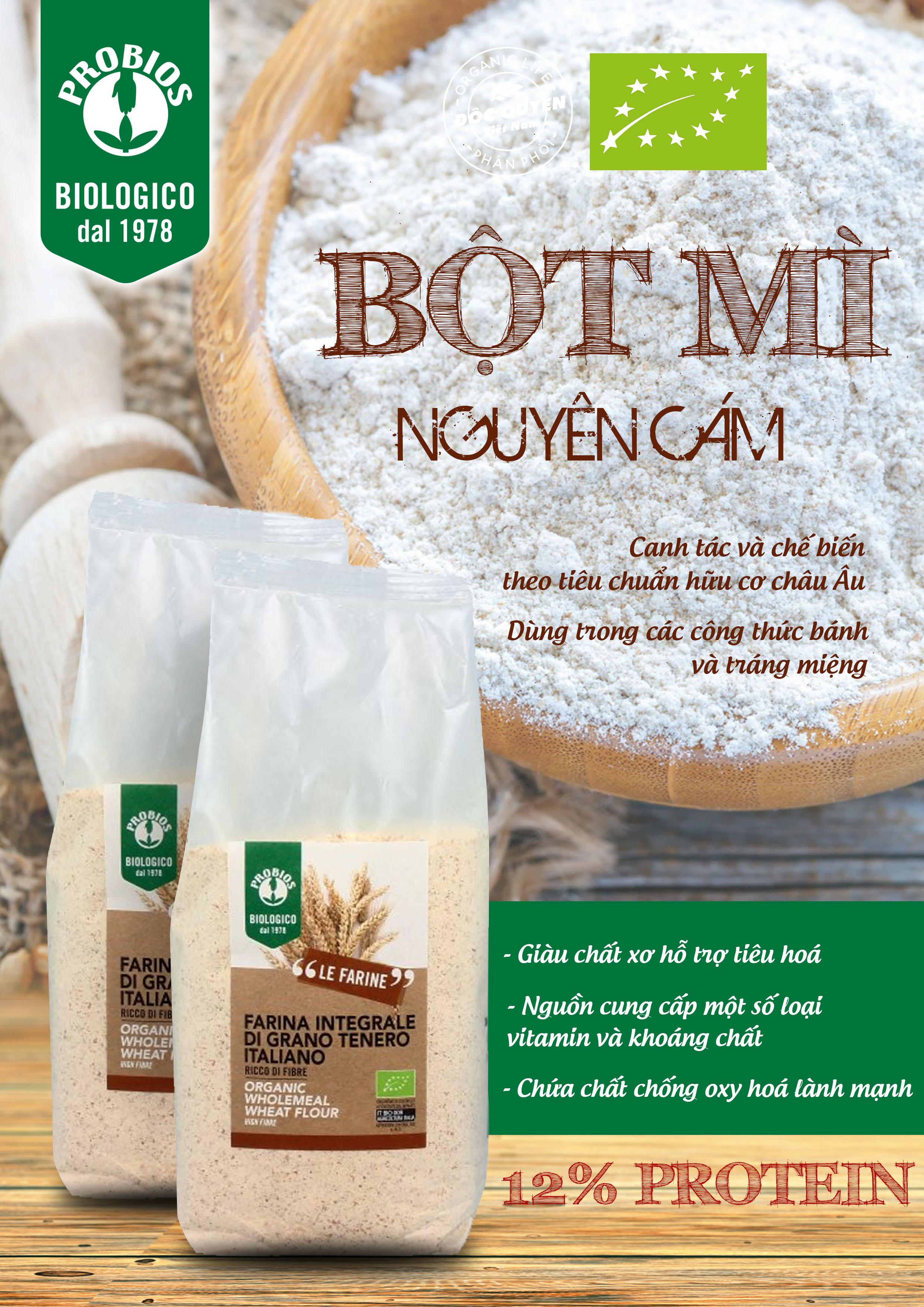 Bột mì nguyên cám hữu cơ 1kg ProBios