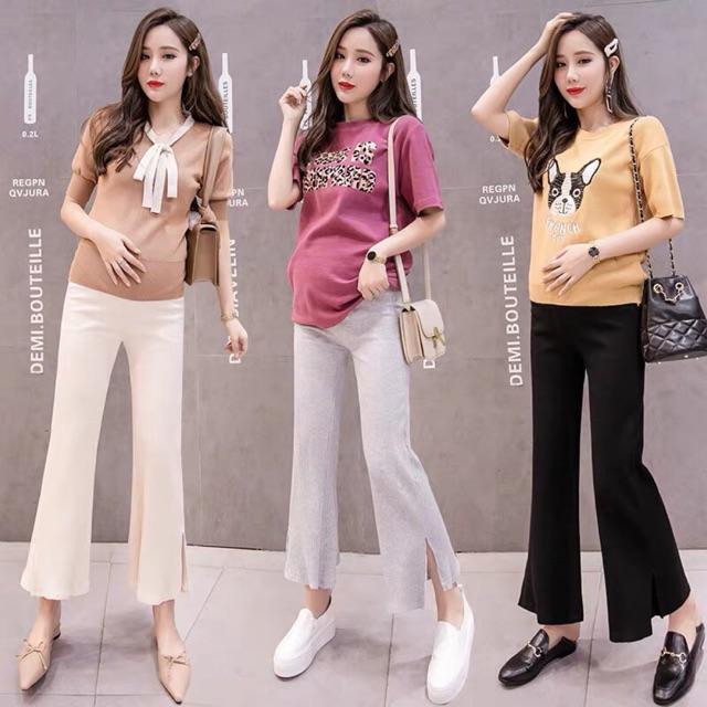 quần bà bầu legging mềm , ống loe xẻ tà( hàng quảng châu)sẵn hàng 1 số size