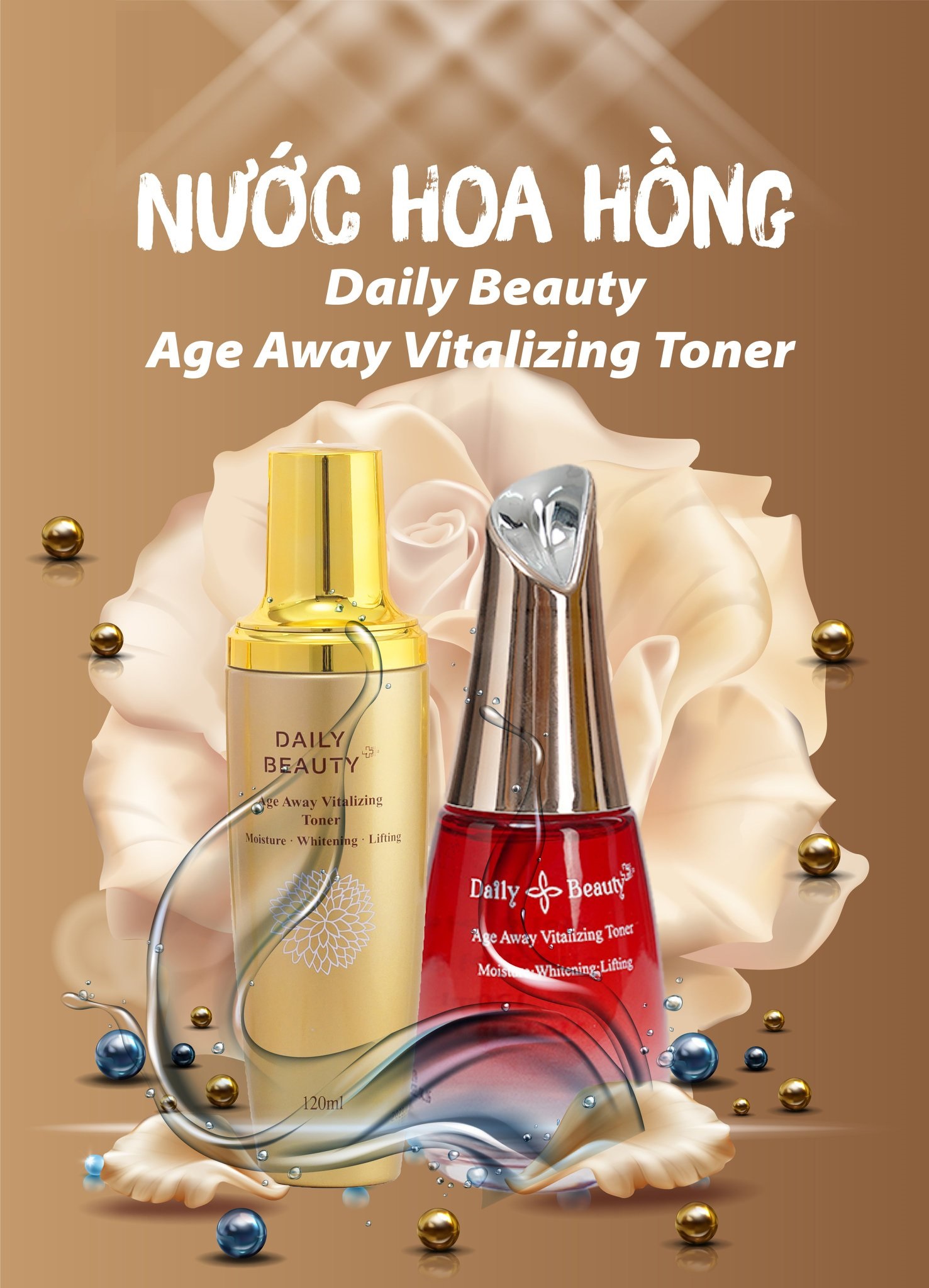 Combo 4 hộp Nước hoa hồng Daily Beauty Age Away Vitalizing Toner R&amp;B Việt Nam nhập khẩu chính ngạch từ Hàn Quốc