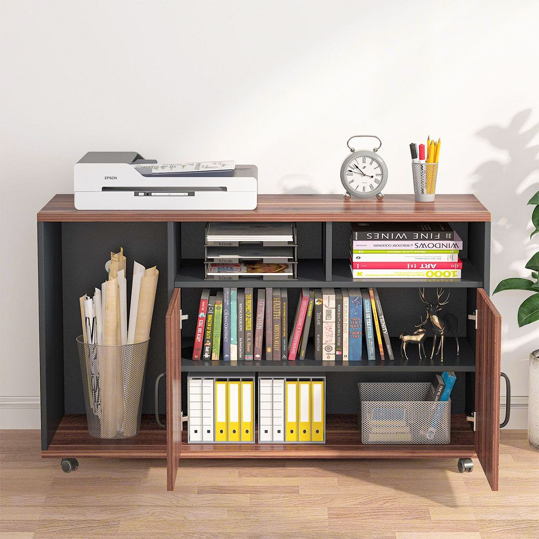 Kệ để máy in gỗ hiện đại SMLIFE Pogard | Gỗ MDF dày 17mm chống ẩm | D100xR40xC71cm