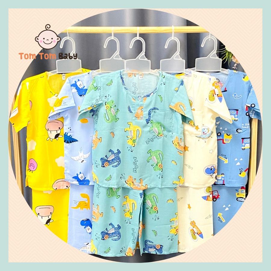 COMBO 3 Bộ Quần áo Tole lanh Bé Trai | Mẫu Tay Ngắn Quần Dài cài 2 nút trước |Size 3-12 cho bé 9-35kg