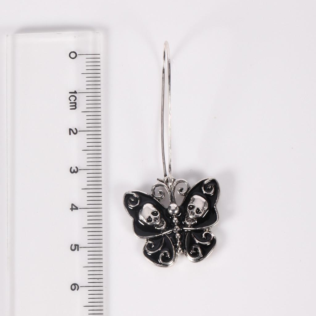 Female Vintage Skull Skeleton Butterfly Punk Threader Drop Earrings Jewelry