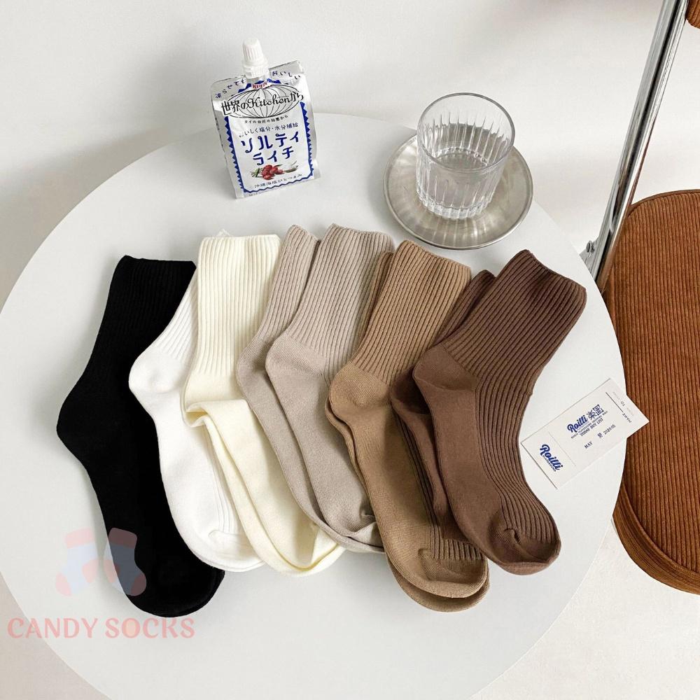 Tất nữ vớ nữ cổ trung, Set 5 đôi tất nữ phong cách Hàn Quốc, co dãn 4 chiều, chất liệu cotton Hàn cao cấp TN-179