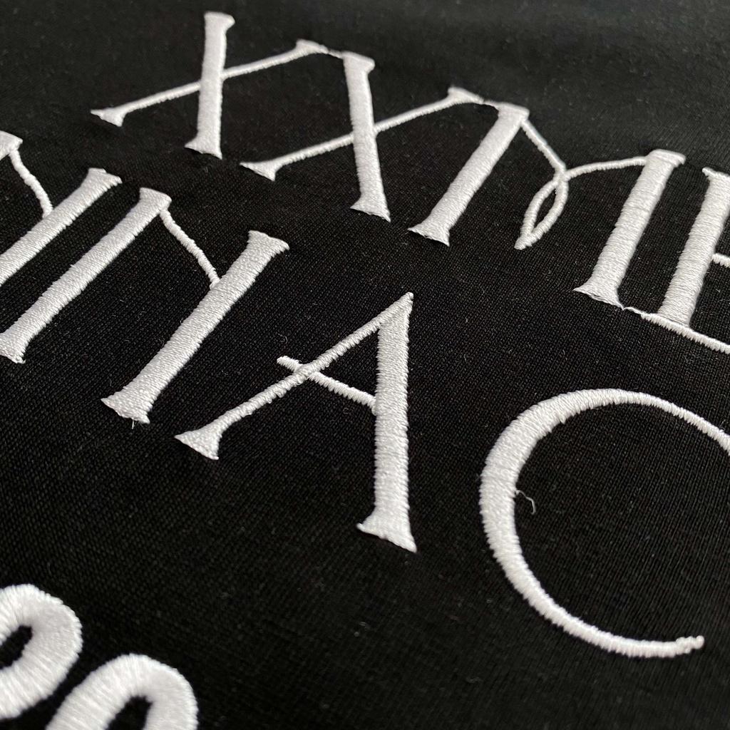 Áo thun XXME thêu họa tiết 20 Pinnacle cao cấp màu đen