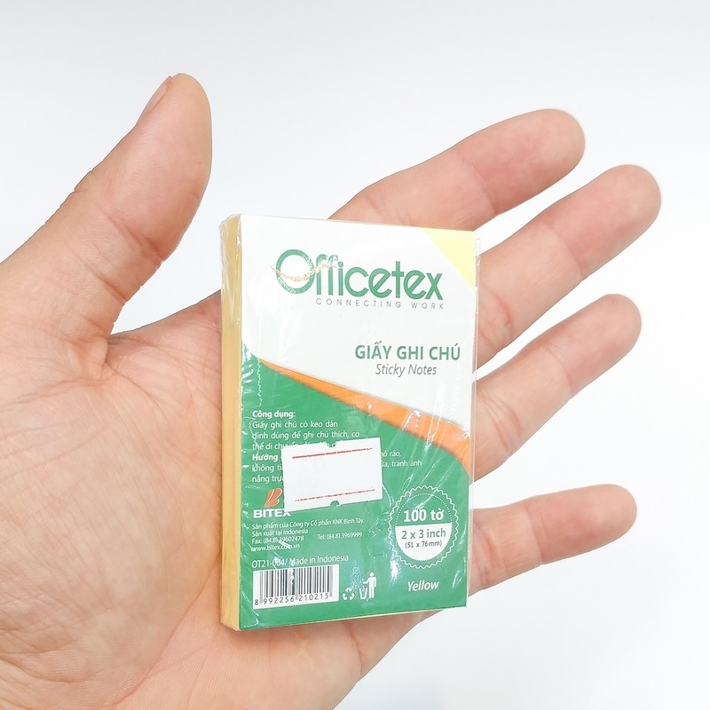 Giấy nhớ Officetex 3x2 OT21-004 màu vàng (Kích thước: 51x76mm)