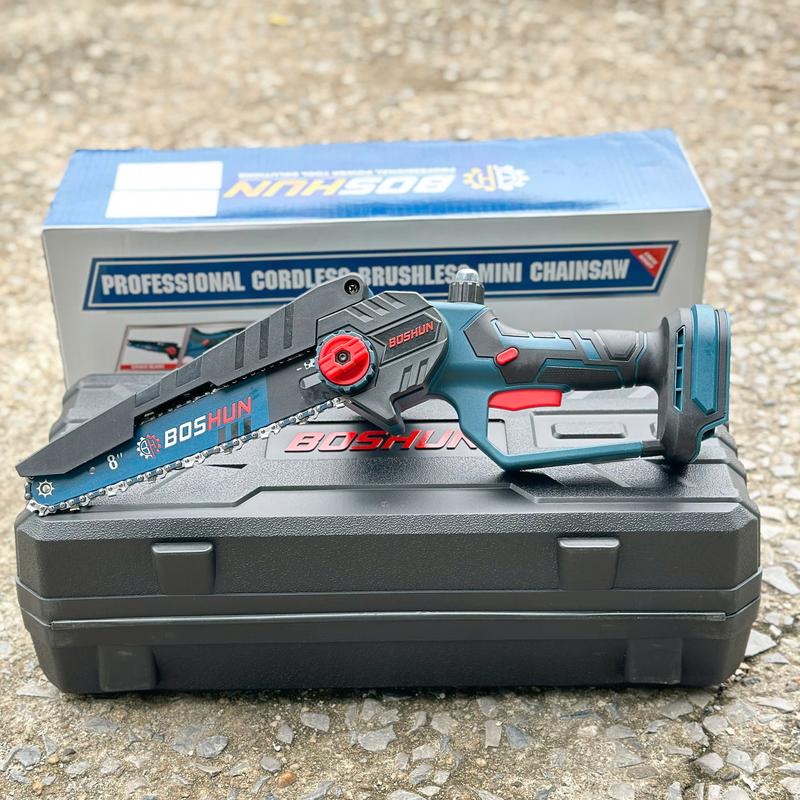 [Có Bơm Nhớt Tự Động] Máy Cưa Pin 8 Inch Boshun Cầm Tay - CS08 - Tốc Độ Cưa 7m/s - Không Chổi Than Cao Cấp - Chân Pin Phổ Thông 2 Pin 15 Cell 21V/6Ah