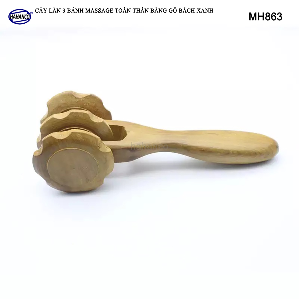 Cây lăn massage toàn thân 3 bánh gai đa năng bằng gỗ Bách Xanh Xua tan nỗi lo đau nhức tạo cảm giác thoải mái - Chăm sóc sức khỏe