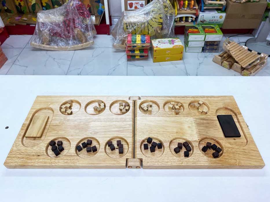 Ô ăn quan gỗ Việt Nam size 60 cm, đồ chơi gỗ truyền thống , trò chơi cờ ô quan gấp gọn